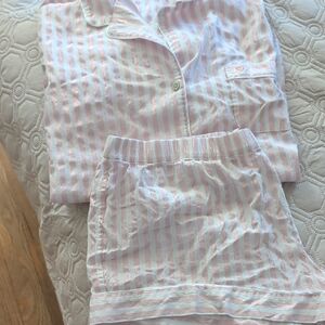 Victoria's Secret Light Pink and White Striped Pajama Set